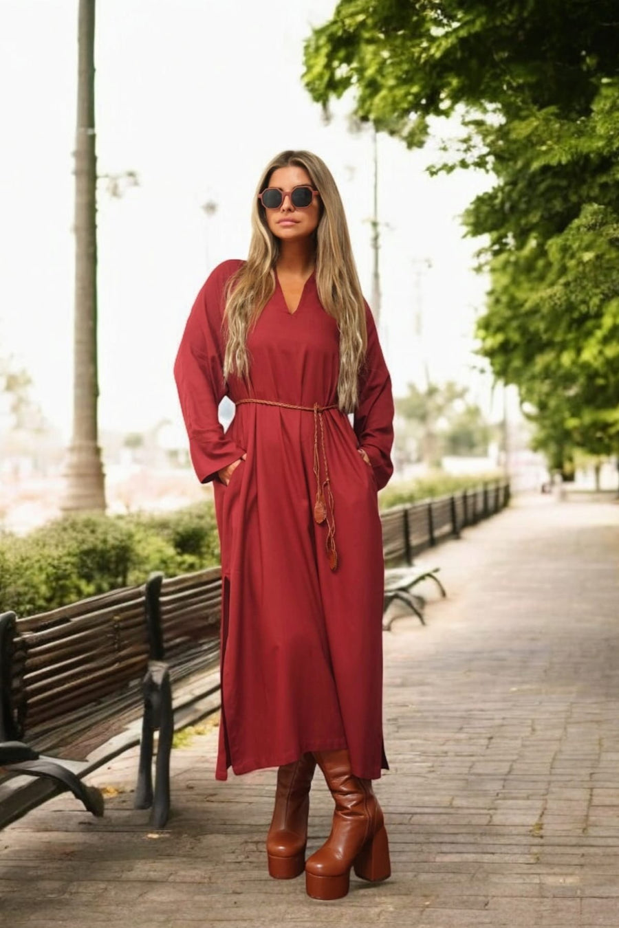 VESTIDO TÚNICA BORDEAUX